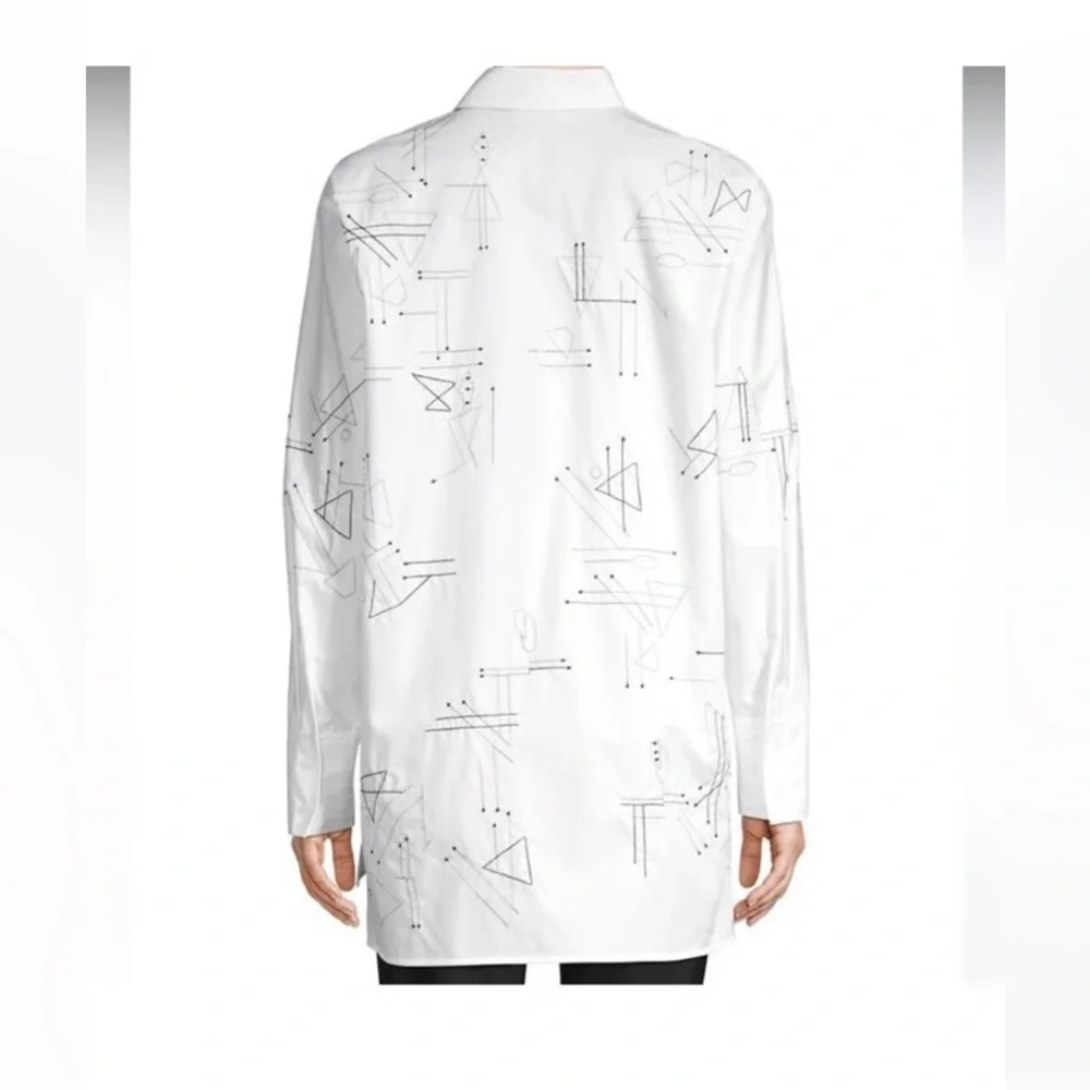 Lafayette 148 New York Kehlani Embroidered Abstract Button Down Womens Size M - Picture 2 of 5